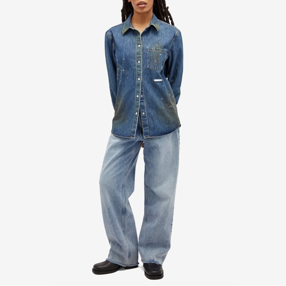 Helmut Lang painted denim shirt $595 NWT